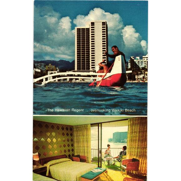Waikiki Beach The Hawaiian Regent Hotel Postcard Unposted - Picture 1 of 2